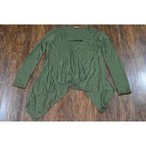 Free Kisses Women’s Size Large Green Knit Sweater Shawl Open Front Cardigan